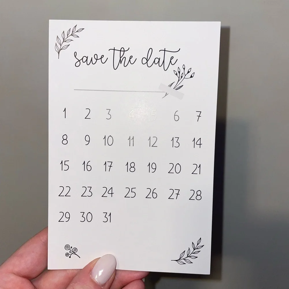 Elegant White Save the Date Card x5